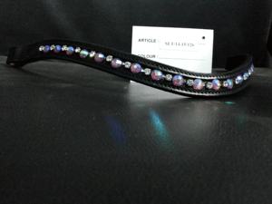 Accesorio de cuero de lujo con banda para cejas de caballo de cuero Premium con cristales blancos caros - Product Image 3