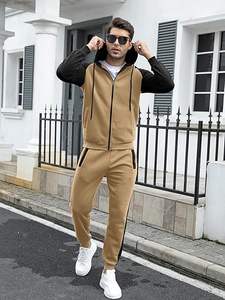 Ensemble de survêtement pour homme 2 pièces, sweat à capuche zippé, ensemble de jogging athlétique, tenue décontractée avec poches - Product Image 3