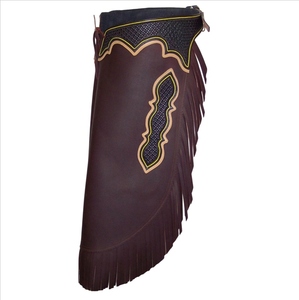 Chaps de Cuero Estilo Western para Hombre, Color Marrón Genuino con Flecos y Cierre de Hebilla, Accesorio Ecuestre - Product Image 2