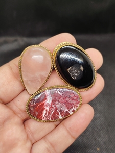 New Arrival Rose Quartz Copper Grooved Cabochon Amazing Healing Loose Gemstone for Wedding Jewelry Making Antique Copper Plated - Product Image 6