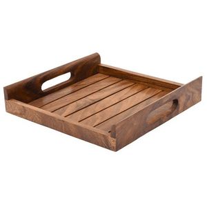 Contemporary Wooden Serving Tray With Decorative Finish <b>For</b> Coffee <b>Table</b> Display <b>Home</b> Decor And Serving - Product Image 4