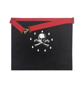 Master Mason Blue Lodge <b>Apron</b> <b>White</b> & Red Moire Hand Embroidery <b>White</b> Leather with Premium Masonic Regalia - Product Image 4