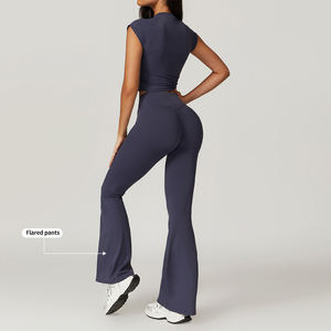 Conjunto de Yoga de 6 Piezas a Cuadros de Alta Calidad para Mujer, Ropa Deportiva con Cierre, Ajustada, Transpirable, para Atletas Femeninas - Product Image 2