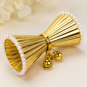 Damru artisanal avec Ghungroo pour Pooja, Keertan, Bhajan, culte spirituel, temple, festival, cadeau de retour, décoration traditionnelle - Product Image 3