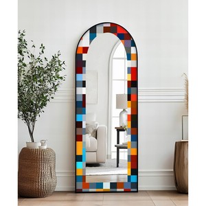 Aqdus Saleem Mango Wood Color-Block <b>Arch</b> Mirror | Eco-friendly & Durable | Modern Minimalist Design | Wholesale - Product Image 1