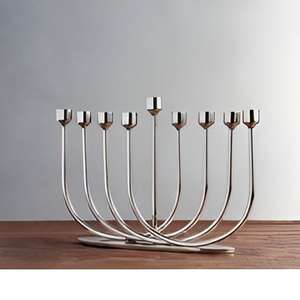 Ménorah en aluminium de qualité supérieure, porte-bougies design, sécurisée pour les célébrations de Noël, de Pâques et les réunions de famille, ménorah en argent - Product Image 5