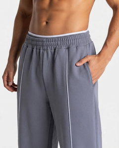 Ensemble de survêtement gris surdimensionné personnalisé pour homme avec détails contrastants – Sweat à capuche en molleton de coton de qualité supérieure et pantalon de survêtement à jambes larges – OEM & ODM - Product Image 4