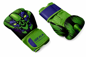 IBERIA Premium <b>Green</b> Boxing <b>Gloves</b> Blue Wolf Print Training <b>Gloves</b> PU <b>Leather</b> Custom Logo OEM Wholesale Sports Equipment - Product Image 4