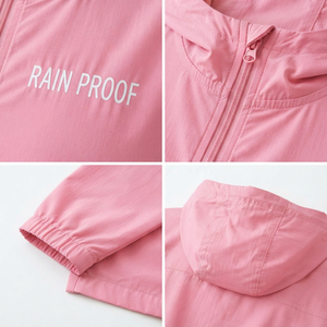 Veste coupe-vent à capuche pour femme avec logo brodé, fermeture éclair intégrale, veste de pluie légère en nylon, sweat à capuche 3/4 zip imperméable - Product Image 6