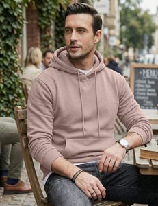 Customized <b>Men</b> Oversized Hoodies 100% Cotton Solid Print Loose Fit Hooded Collar Drawstring <b>Pullover</b> Pockets Formal Spring ODM - Product Image 5