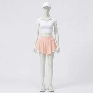 Short et jupe 2-en-1 taille haute à bande large, couleur unie, pour tennis, golf, pickleball, élastique, léger, séchage rapide, respirant, ensemble unique pour femme - Product Image 1