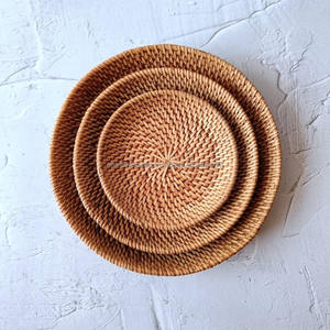 Handmade <b>round</b> Rattan Serving <b>Tray</b> with Handle Eco-Friendly Wicker <b>Trays</b> for Decorative Use - Product Image 2