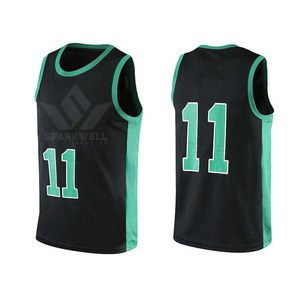Maillot de basket-ball unisexe noir et vert, numéro 11, débardeur en maille sublimée, évacuant l'humidité, pour adultes, toutes saisons - Product Image 1