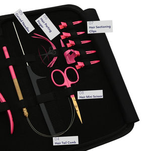 Hair Extension tools Kit with Professional Parting Comb Non Slip Sectioning Clips 2 Hole <b>Beads</b> Crimper Microlink <b>Threading</b> Loop - Product Image 4