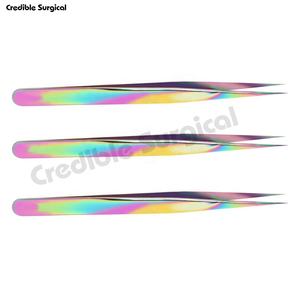 Pinzas profesionales de pestañas de acero inoxidable de alta calidad, embalaje personalizado, revestimiento multicolor, herramienta de belleza de fibra puntiaguda - Product Image 5