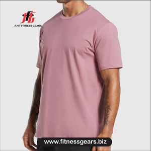 Camiseta de Manga Corta con Cuello Redondo Rosa Sólido para Hombre Just Fitness Gears, Corte Regular, 100% Algodón, Transpirable, Informal, Tejido de Punto - Product Image 3