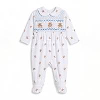Combinaison bébé à manches longues en coton de haute qualité avec broderie d'ours