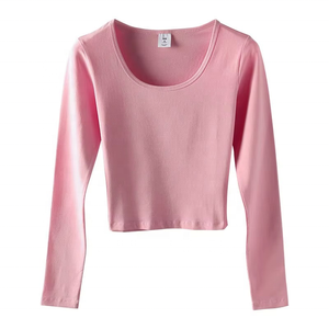 Camisetas Cortas de Manga Larga para Mujer, Ajustadas, Cuello Redondo, Sexy, Blusa Corta - Product Image 2