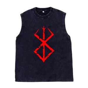 Verano Hip Hop chalecos Streetwear chaleco hombres lavado rasgado collar sin mangas logotipo personalizado estampado gráfico camisetas Tops - Product Image 1