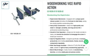 Woodworking Vice Rapid Action <b>Quick</b> Release Bench Vise Heavy Duty <b>Clamp</b> | Item No GS-1652B-01 - Product Image 3