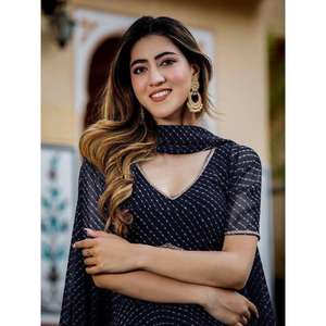 Exquisito negro Laheriyah estampado Georgette diseñador Lehenga Choli para mujer - Product Image 3