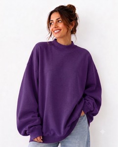 New Oversized Plus Size Women <b>Blank</b> Baggy Style Mockneck Drop-Shoulder Eco-Friendly Wind proof Mockneck 340GSM Fabric <b>Weight</b> - Product Image 1
