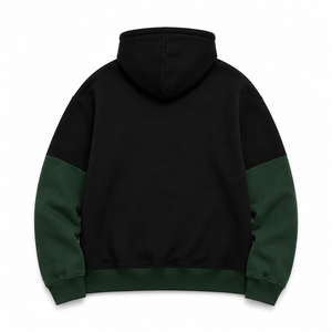 Sweat-shirt à capuche surdimensionné bicolore avec broderie personnalisée, en molleton épais, streetwear unisexe, décontracté - Product Image 3