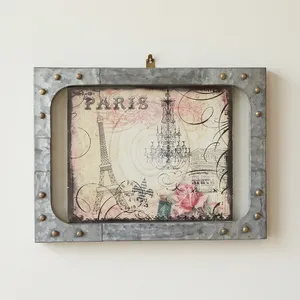 Cadre photo rectangulaire en fer et verre, design artisanal, décoration d'intérieur, cadeau de mariage PF999 - Product Image 1