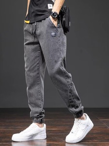 Pantalones Cargo de Mezclilla Negros y Azules para Hombre, Estilo Urbano, Jogger, Baggy, Harem, Tejido Transpirable, Lavado Arena, Primavera Verano Otoño - Product Image 1