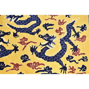 Alfombra de Dragón Chino Hecha a Mano Personalizada, 100% Lana, Amarilla y Azul, Estilo Art Deco, Decoración Oriental con Motivos de Animales, Chinoiserie, Decoración para el Hogar - Product Image 5