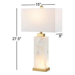 Designer <b>Marble</b> <b>Bedside</b> Lamp With Refined Geometric Structure Elegant Fabric Shade And Timeless Luxury Presence - Product Image 5