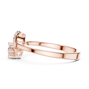 Anillo minimalista con diamante redondo cultivado en laboratorio, en forma de herradura, en oro rosa de 18 quilates, para fiestas, compromisos, bodas y uso diario para mujeres. - Product Image 3
