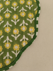 แผ่นรองจานผ้าฝ้ายสีเขียวอ่อนลายดอกไม้แบบควิลท์บาง  แบบกลับด้านได้ ทันสมัย ปรับแต่งได้ ซักเครื่องได้ - Product Image 4