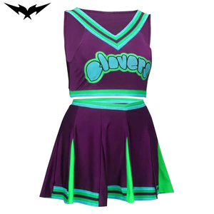 Uniforme de cheerleading personnalisé pour femmes, appliqué en strass, imprimé par transfert thermique, spandex/polyester, dernier design, prix de gros - Product Image 5