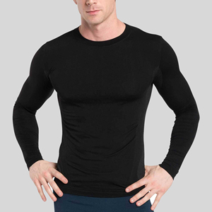 Vente Flash : T-shirt de Compression MMA à Manches Longues, Logo Personnalisé, en Spandex Uni, Protection UPF 50, Écologique, Séchage Rapide, Respirant, Coupe Ajustée - Product Image 1