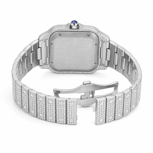 Reloj de Cuarzo para Hombre de Lujo, Dos Tonos, con Diamantes Moissanite, Caja Cuadrada de Acero Inoxidable, Esfera Romana, Estilo Hip Hop, Resistente al Agua 3BAR - Product Image 6