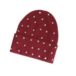 Vente en gros de bonnets en laine tricotée chauds pour l'hiver, mode unisexe homme femme, pour le sport et les activités de plein air, avec strass - Product Image 3