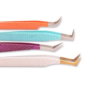 Pince à épiler d'extension de cils en vrac en acier inoxydable Logo personnalisé Meilleure pince à cils disponible en différents angles - Product Image 4