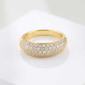 Round Cut Similar Diamond Half Eternity Band Dome Ring Lab Grown 14K Yellow Gold Wedding Engagement Party Proposal <b>Gift</b> <b>For</b> <b>Her</b> - Product Image 6