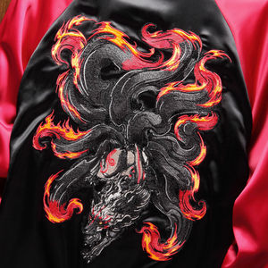 Chaqueta Sukajan Fiery Nine Tailed Kitsune, Estilo Hip Hop, Invierno, Delgada, Ecológica, de Secado Rápido, Unisex, Forro de Algodón, Souvenir - Product Image 6