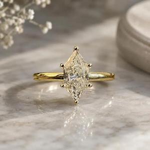 Anillo de compromiso grande con diamante marquesa holandés en oro amarillo, anillo solitario clásico, joyería nupcial atemporal, anillo de lujo. - Product Image 2