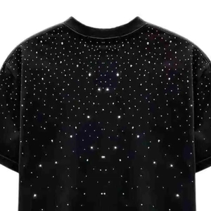 เสื้อยืดประดับเพชรพรีเมียมสำหรับผู้ชาย สกรีนโลโก้ได้ ไซส์ใหญ่ แขนสั้น ทรงหลวม แห้งเร็ว ระบายอากาศดี ผลิตจากผ้าฝ้าย 100% - Product Image 2