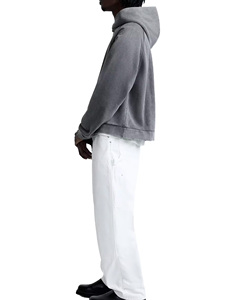 Sudadera con capucha raglán de alta calidad para hombre, color carbón, con lavado mineral, dobladillo desgastado, estilo urbano, forro polar premium, al por mayor - Product Image 4