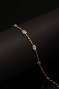 Pulsera de Eslabones con Diamantes Multicorte de 0.098 CTW en Oro Rosa de 14K, Joyería Fina Elegante, Estilo Clásico de Lujo - Product Image 3