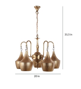 Lustre moderne en métal doré, luminaire suspendu de luxe, lampe contemporaine, finition laiton vintage - Product Image 2