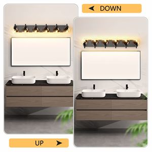 Lampada da Bagno Stile Rustico a 6 Luci, Applique da Parete con Specchio in Vetro per Vanità - Product Image 5