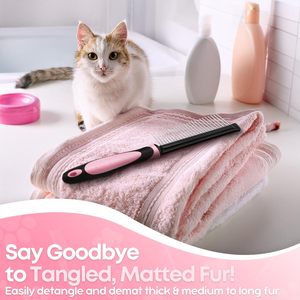Peigne de toilettage classique en acier inoxydable écologique pour chiens et chats |   Peigne démêlant 48 broches anti-rouille pour poils d'animaux épais, fins et longs - Product Image 2