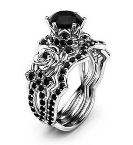 Bague en diamant Moissanite noire Belle bague de fiançailles personnalisée Bague en argent sterling 925 et autres bijoux en diamant - Product Image 4