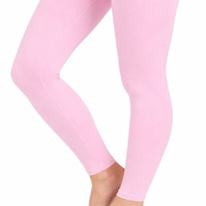 Mid Waist Seamless <b>Pink</b> Yoga <b>Leggings</b> Full Length Elastic Waist Solid Color Quick Dry Breathable Spandex/Polyester Pants - Product Image 4