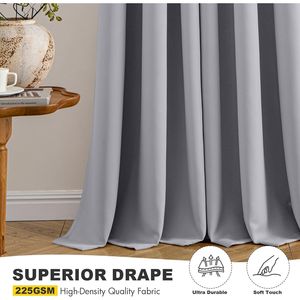 Tende Oscuranti Termoisolanti Grigio Chiaro da 160 cm, 2 Pannelli, per Camera da Letto e Soggiorno, Tinta Unita per la Casa - Product Image 1